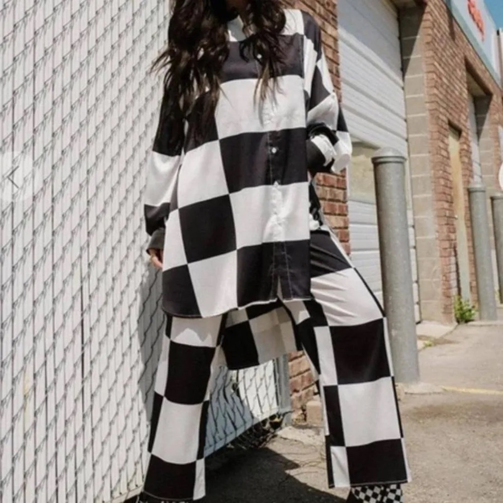 Dressed in LALA Monochrome Checkered Jumpsuit